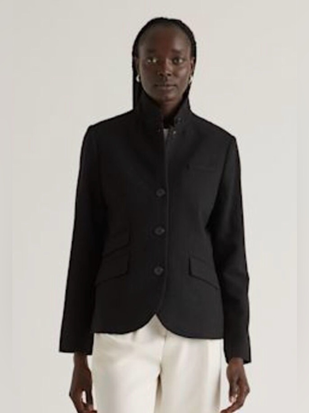 NEW! Quince Black Women's Stand-Collar Structured Blazer
